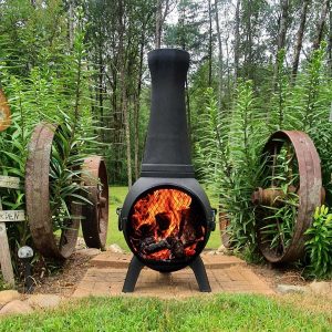 The Blue Rooster Prairie Fire Cast Aluminum Outdoor Chiminea Fireplace - Prairie Fire