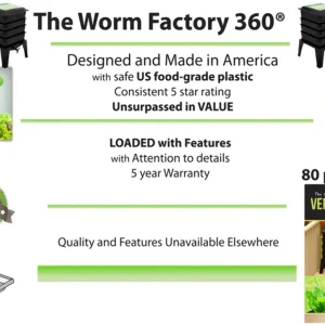 Nature's Footprint Composter Bin, 4 Trays, Black - Worm Factory 360