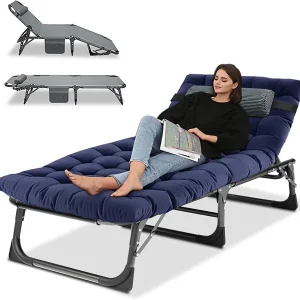 Slsy 5-Position Adjustable Folding Lounge Chair And Cot - 75.2" x 25.6" x 11.8"