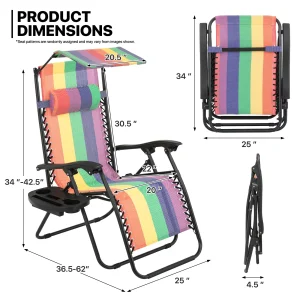 MoNiBloom Zero Gravity Reclining Chairs Set Of 2 With Canopy Shade And Headrest, Black - 330 lbs