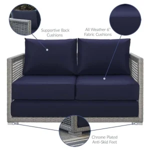 Afuera Living Wicker Patio Loveseat, Gray - 52in W x 32in D
