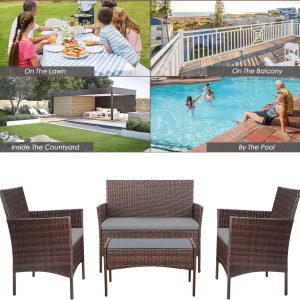 4-Piece Patio Rattan Wicker Furniture Set - T-LCRF834M18