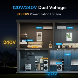 IEE Portable Power Station 5120Wh 120/240V 5000W LFP Battery - SP5000