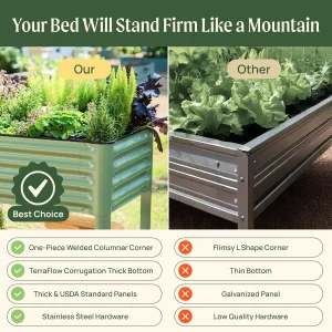 Vego Garden Elevated Raised Garden Bed With Legs And Storage Rack, 2' x 4', Olive Green - V Series