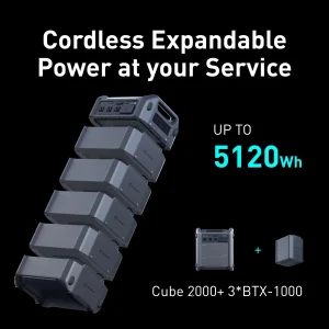 Segway Portable Power Station 2048Wh LiFePO4 Battery, 2200W, 3 AC Outlets - Cube 2000