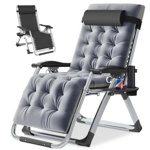 NAIZEA Zero Gravity Lawn Recliner Chairs, 2 Pack, Black