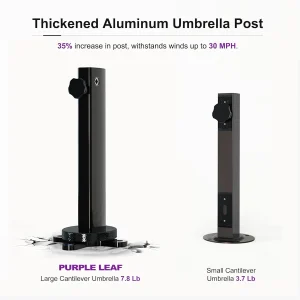PURPLE LEAF Cantilever Patio Umbrella, 10FT Square, Grey - 360 Degree Rotation