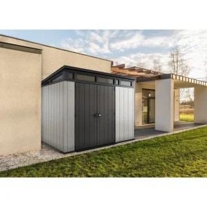 Artisan Plastic Storage Shed 9 ft W x 7.5 ft D Grey & Black - Artisan 97
