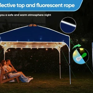 Quictent 10 x 10 ft Pop-Up Canopy Tent With Reflective Top, Fluorescent Rope And Vented Top