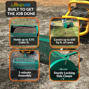 Landzie 24-Inch Walk-Behind Compost Spreader With Metal Mesh Basket