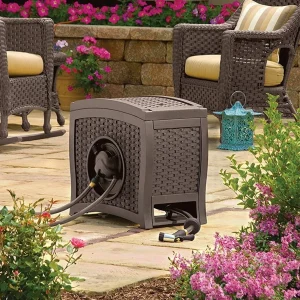 Suncast Aquawinder 125 Wicker Garden Hose Reel - Java