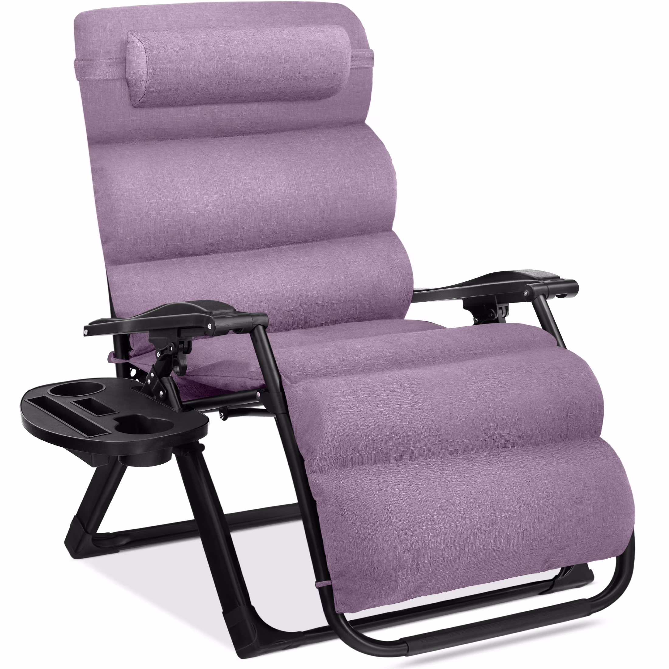 Best Choice Products Oversized Zero Gravity Folding Recliner With Removable Cushion And Side Tray - Fossil Gray