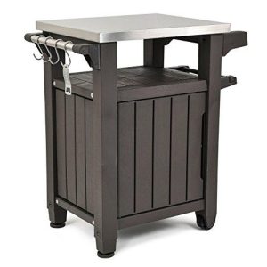 Keter Unity Outdoor Storage Table And Cabinet, 40 Gallons, Espresso Brown