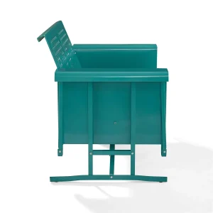 Crosley Outdoor Metal Loveseat Glider, Turquoise, 32.5in H x 48.75in W x 28in D - Bates