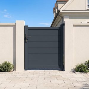 Casanoov Aluminum Swing Gate 392 cm x 161 cm Anthracite Gray RAL 7016 - KIT-000024