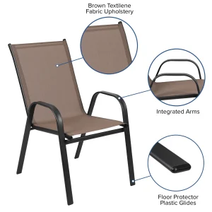 Emma + Oliver Outdoor Stack Chairs, Gray, 4 Pack, 21.25in W x 29in D x 36in H