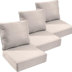 moosprr Outdoor Chair Cushion Set - 24x24, 6 Inch Thick, Beige, 3 Seat And 3 Back Cushions
