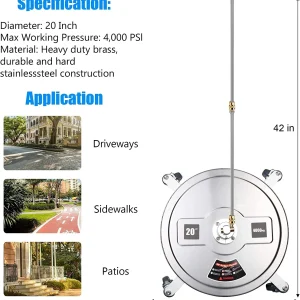 Twinkle Star 15 Inch Stainless Steel Pressure Washer Surface Cleaner With 2 Extension Wands And 2 Replacement Nozzles