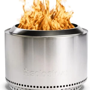 Solo Stove Wood Burning Smokeless Fire Pit, 27 Inch, Stainless Steel, 38 lbs - Yukon 2.0