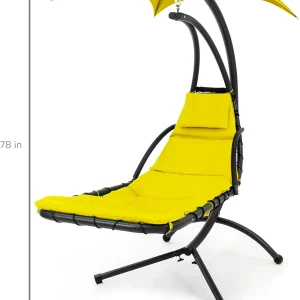 Best Choice Products Outdoor Hanging Steel Chaise Lounge Chair With Canopy, Charcoal Gray - SKY5871