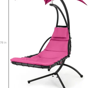 Best Choice Products Outdoor Hanging Steel Chaise Lounge Chair With Canopy, Charcoal Gray - SKY5871