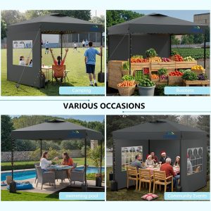 10x10 Commercial Pop-Up Canopy Tent With 3 Sidewalls - One Person Setup