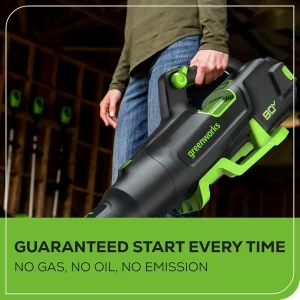 Greenworks 80V Brushless Cordless Leaf Blower, 700 CFM / 170 MPH, 2.5Ah Battery And 40-Min Rapid Charger