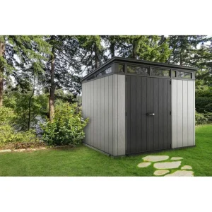 Artisan Plastic Storage Shed 9 ft W x 7.5 ft D Grey & Black - Artisan 97