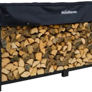 Woodhaven 8-Foot Firewood Rack, 1/2 Cord, Heavy-Duty Steel - With Cover