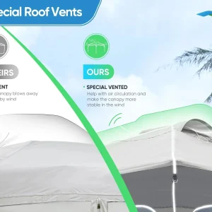 Quictent 10 x 10 ft Pop-Up Canopy Tent With Reflective Top, Fluorescent Rope And Vented Top