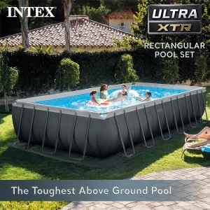 INTEX Ultra XTR Above Ground Pool 24ft x 12ft x 52in With 2 Floating Recliners And Mega Chill II Cooler