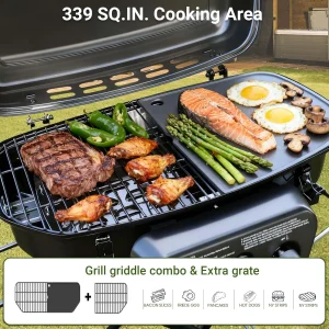 Brand-Man Portable Propane Gas Grill With Folding Cart And Push-Button Ignition