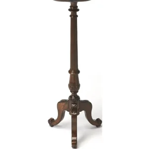Bowery Hill Traditional Wood Pedestal Plant Stand, Cherry Dark Brown, 36.5in H x 14in W x 14in D