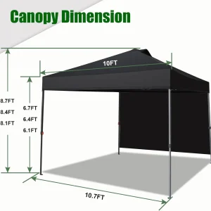 Eurmax USA NOMATTER 10x10ft Pop Up Canopy Tent With 1 Removable Sidewall And 4 Sand Bags