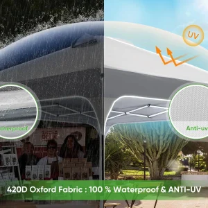 Quictent 10 x 10 ft Pop-Up Canopy Tent With Reflective Top, Fluorescent Rope And Vented Top