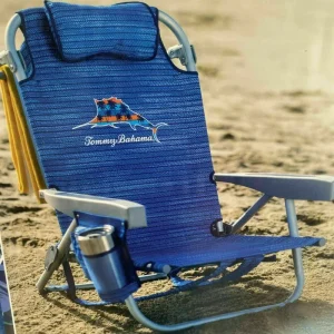 Tommy Bahama Backpack Beach Chair, 5 Position Lay Flat, Blue Sailfish - 2020