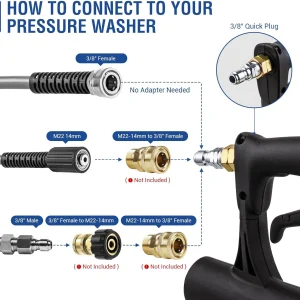 MEKOH Pressure Washer Surface Cleaner Attachment 20 inch 4500 PSI With Wheels And 3/8 inch Quick-Connect