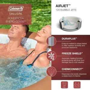 2-4 Person Inflatable Hot Tub With 120 Air Jets And Insulated Cover