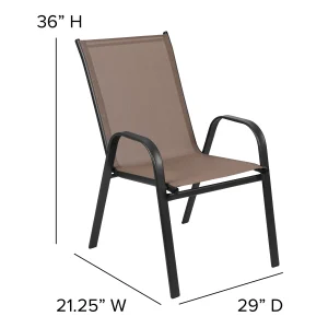 Emma + Oliver Outdoor Stack Chairs, Gray, 4 Pack, 21.25in W x 29in D x 36in H