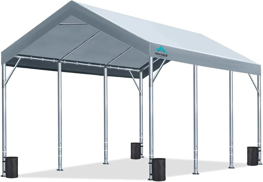 ADVANCE OUTDOOR Heavy Duty 12x20 ft Carport Canopy Garage, Gray