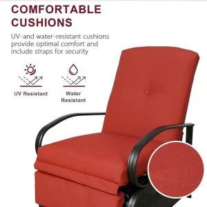 Adjustable Patio Recliner Lounge Chair With Cushion, 300 lbs - 38 (D) x 26.5 (W) x 38.5 (H) Inches