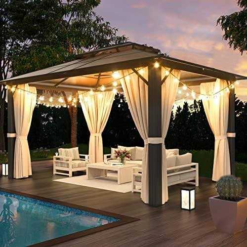 Jolydale Hardtop Gazebo With Double Roof, Aluminum Frame And Netting