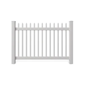 WamBam White Vinyl Picket Fence Panel Kit, 4ft H x 6ft W, 1 Panel + 1 Post - BL19101