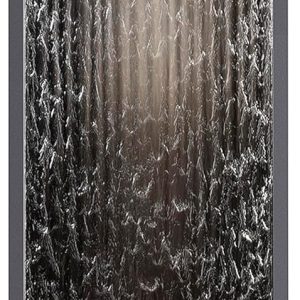 Alpine Corporation Wall-Mounted Mirror Waterfall Fountain With Stones And LED Lights, 24in L x 10in W x 72in H, Silver