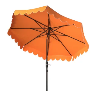 Safavieh Patio Umbrella 9' Crank Tilt Navy/White - Venice