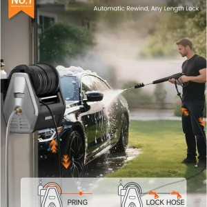 Giraffe Tools Wall Mounted Electric Pressure Washer, 1800W, 2900 PSI, 2.2 GPM, 100 ft Hose, 5 Nozzles