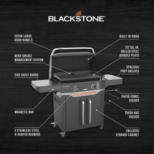 Blackstone ProSeries 2 Burner 28 inch Outdoor Cabinet Griddle With Hood