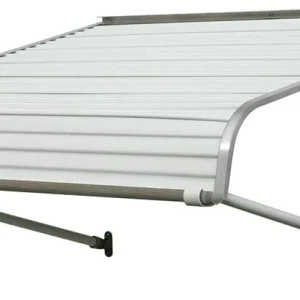 NuImage Awnings Aluminum Door Canopy, White, 60 inches Wide x 42 inches Projection With Support Arms - 60425