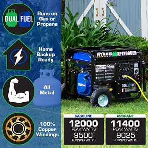 DuroMax Dual Fuel Generator 12,000W Gas/Propane, 457cc 4-Stroke - XP12000EH