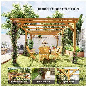 Wood Pergola 20 x 10 ft Dark Brown